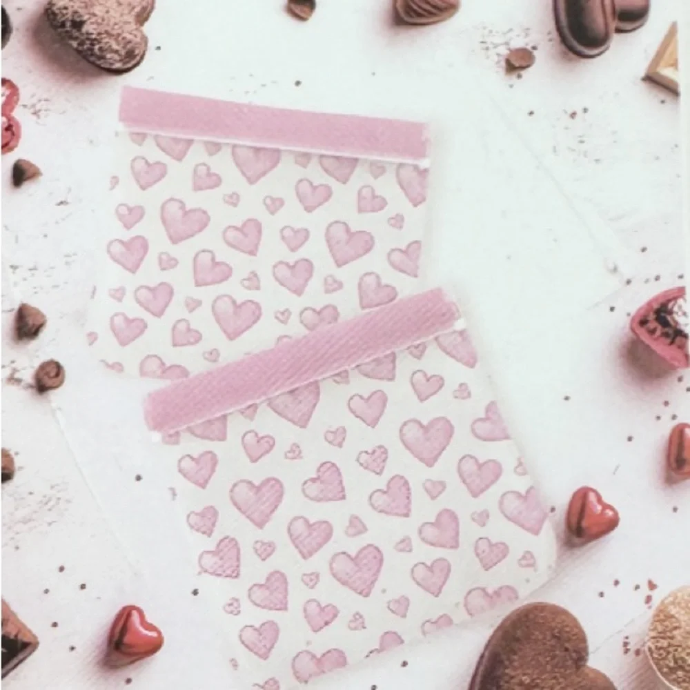 New CWC PINK HEART Reusable Storage Bags